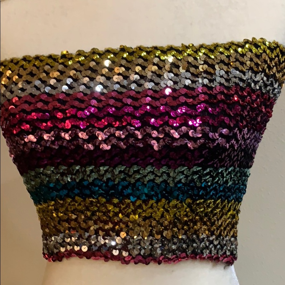 Multicolor sleeveless tube top